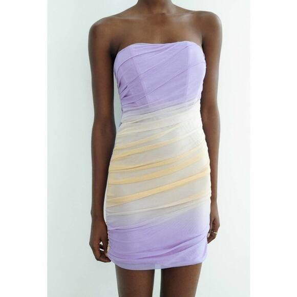 Zara STRAPLESS TULLE DRESS Size Medium - Picture 7 of 15